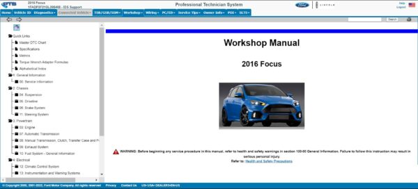 Ford dealer account for service manual on PTS website