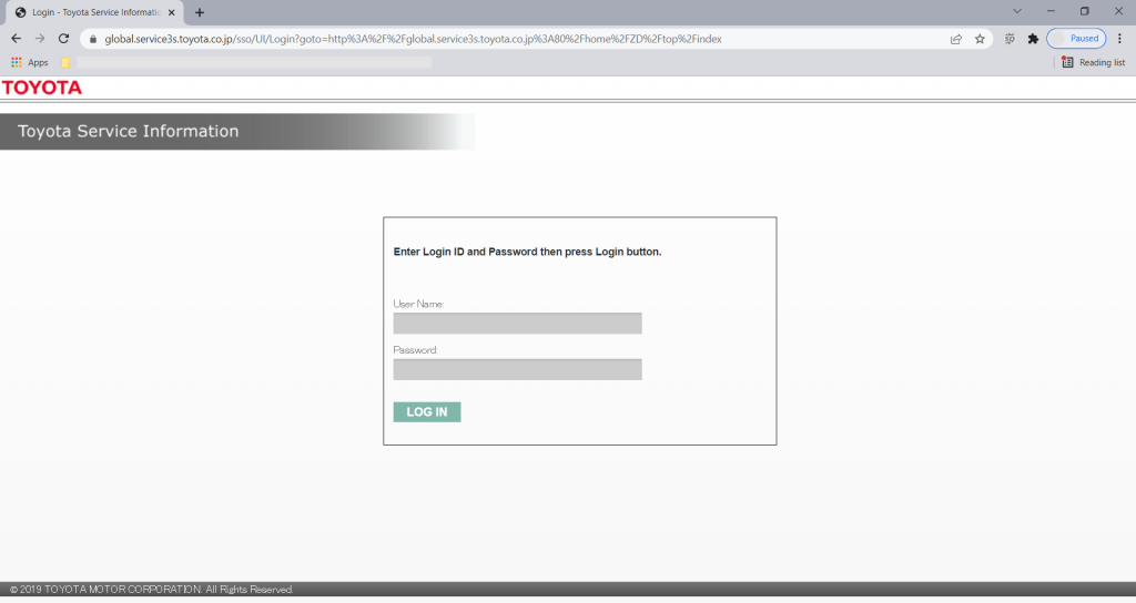 Toyota Account Service Information Login